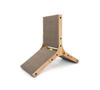 Record - Griffoir Triangle - Cadre en Bois et Carton avec Herbe à Chat - Forme Triangulaire avec Boule - Dimensions : 57 x 25 x 47h cm - Couleur : Havane