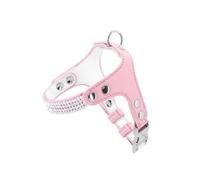 Record - Harnais pour Chien en Simili Cuir Souple Paris - orné de Strass - Taille XS - Circonférence 33-40 cm - Couleur Rose - Clip en métal et Anneau de Suspension