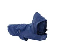 Record imperméable pour Chiens avec Capuche réglable Bleu M - Veste de Pluie Pliable en Format de Poche avec Fermeture Auto-agrippante et Trou pour Laisse