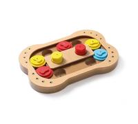 Record - Jeu d'activation mentale pour Chien - Osso en Bois Noyer Clair avec disques colorés - Dimensions : 28 - 5 x 19 x 2 - 7h cm