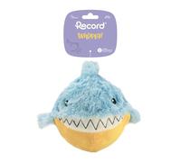 Record - Jeu pour Chiens Bubble en Peluche sans Rembourrage avec Boule en Caoutchouc - Boule pour Chiens avec Rebond imprévisible, Squeaker et Effet Crunchy pour Jeu Actif et sûr | Requin, 17,7 cm