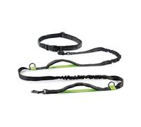 Record - Laisse pour Chien Jogging - Laisse Extensible - Fabriqué en Nylon - avec extenseur élastique antidérapant - Longueur 215 - 270 cm - Couleur Noire et Verte