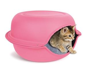 Record - Niche pour Chats en Peluche avec Coussin élégant, Pliable et Confortable. Angle détente pour Le Chat Confortable et sûr | Rose, 44 x 44 x 25 cm