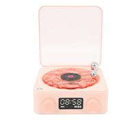 Record Player, 2025 Nouveau Portable Vintage Records 4 Modes Bluetooth Waves Conférencier, Petit Enregistrement pour la Chambre Bureau Party 360 ° Sound Surround (Pink)