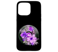 Record Player LP Music Themed Pressed Flower Purple Floral Coque pour iPhone 15 Pro Max