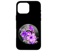 Record Player LP Music Themed Pressed Flower Purple Floral Coque pour iPhone 16 Pro Max