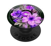 Record Player LP Music Themed Pressed Flower Purple Floral PopSockets PopGrip Adhésif