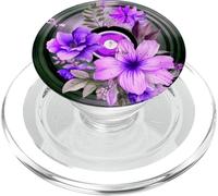Record Player LP Music Themed Pressed Flower Purple Floral PopSockets PopGrip pour MagSafe