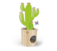 Record Poteau à gratter Cactus - Griffoir en Carton avec Herbe à Chat - Structure en Forme de Tronc 35 x 90h cm - Jouet et Niche résistante et Recyclable - Couleur La Havane