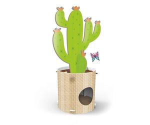 Record Poteau à gratter Cactus - Griffoir en Carton avec Herbe à Chat - Structure en Forme de Tronc 35 x 90h cm - Jouet et Niche résistante et Recyclable - Couleur La Havane