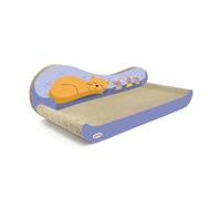 Record Poteau à gratter Divanetto - Griffoir en Carton avec Herbe à Chat - Structure en Forme de canapé 49 x 25 x 16h cm - Jouet et Niche résistante et Recyclable - Couleurs La Havane et Lilas