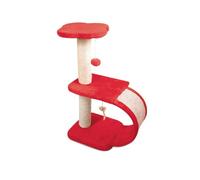 Record - Poteau à gratter pour Chat Geranium - Structure sur Trois Niveaux avec Pont Vertical en Peluche et sisal - Dimensions 30x30x65h cm - Couleur Rouge