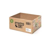 Record poteau à gratter Scatola - Griffoir en carton avec herbe à chat - Structure en forme de boîte 37 x 25 x 16h cm cm - Jouet et niche résistante et recyclable - Couleur La Havane