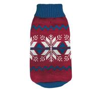 Record - Pull Chaud pour Chien Let it Snow. Pull de Noël avec col roulé avec Motif norvégien Hivernal, Trou Laisse et Lavable en Machine | M, Longueur Dos 40 cm