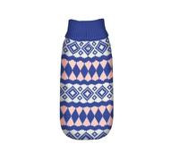 Record Pull-Over pour Chien Cervinia Bleu/Rose Taille M - Longueur Dos 40 cm - Confortable et élégant - tricoté avec des Fils Chauds et Doux - Trou pour Laisse