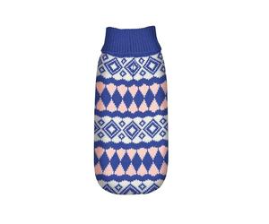 Record Pull-Over pour Chien Cervinia Bleu/Rose Taille M - Longueur Dos 40 cm - Confortable et élégant - tricoté avec des Fils Chauds et Doux - Trou pour Laisse