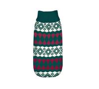 Record Pull-Over pour Chien Cervinia Vert/Rouge Taille XXS - Longueur Dos 25 cm - Confortable et élégant - tricoté avec des Fils Chauds et Doux - Trou pour Laisse