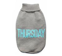 Record - Pull pour Chien Everyday. Pull pour Chien Doux à col roulé avec Passepoil élastique, brodé avec Inscription 'Thursday' | Gris, M - Longueur Dos 40 cm