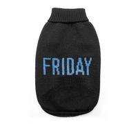 Record - Pull pour Chien Everyday. Pull pour Chien Doux à col roulé avec Passepoil élastique, brodé avec Inscription « Friday » | Noir, S - Longueur Dos 35 cm