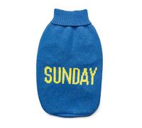 Record - Pull pour Chien Everyday. Pull pour Chien Doux à col roulé avec Passepoil élastique, brodé avec Inscription 'Sunday' | Bleu, M - Longueur Dos 40 cm