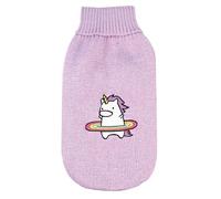 Record - Pull pour Chien Magic Land, Longueur Dos 40 cm. Pull avec col Haut, Broderie Licorne, Trou de Laisse et Passant Pattes arrière | Lilas, M