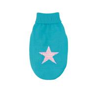 Record - Pull pour Chien Moonlight Sky Star. Pull Chaud avec étoile sur Le Dos, col roulé élégant, Trou Laisse et Passant Pattes arrière | Bleu Clair, S - Longueur Dos 35 cm