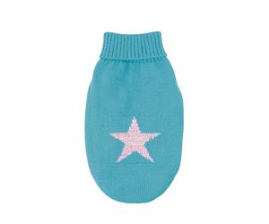 Record - Pull pour Chien Moonlight Sky Star. Pull Chaud avec étoile sur Le Dos, col roulé élégant, Trou Laisse et Passant Pattes arrière | Bleu Clair, L - Longueur Dos 45 cm