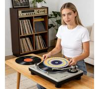 Record Slipmat, Optical Illusion Visual Effect Record Pad, Anti Slip Felt Turntable Mat, Smooth Rotation Vibration Reduction, Vinyl Turntable Accessory for Studio Music Display