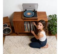 Record Slipmat, Optical Illusion Visual Effect Record Pad, Anti Slip Felt Turntable Mat, Smooth Rotation Vibration Reduction, Vinyl Turntable Accessory for Studio Music Display