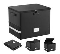 Record Storage Box, Water Resistant Crate, 16.1x13 x 13 inches, Fireproof Protection with Lid and Handles, Secure File Holder Organizer for CDs Books Magazines Devices Valuable Media, Albums