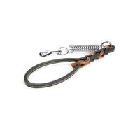Record - Three-Wire Harness - Laisse en Cuir avec Ressort en Acier et Mousqueton - Taille S - Longueur 50 cm - Couleur : Noir et Beige - Idéal pour Les Grands Chiens