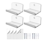 Record Wall Mount - 4-Piece Acrylic Rack, Album Display Shelf for Vinyl Records Picture Books Comic Books, Transparent Wall Organizer with Modern Design for Kids Bedroom Living Room Collectibles