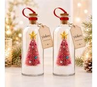 Recordable Christmas Tree in A Bottle Ornament, Record A Message Christmas Tree, 30-Second Voice Recording Keepsake for Recording Unforgettable Moments, Glass Holiday Decoration (2 PCS Red)