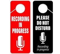 Recording in Progress - Please Do Not Disturb - Lot de 2 poignées de porte, double face, idéal pour une utilisation dans n'importe quelle pièce.