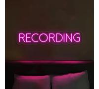 Recording Panneau néon LED Studio Décoration en direct Panneau lumineux à intensité variable pour streamer, influenceur, joueur, chambre, bar, club, maison, décoration de fête (rose)