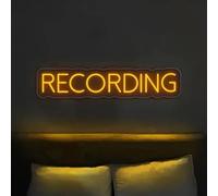 Recording Panneau néon LED Studio Décoration en direct Panneau lumineux à intensité variable pour streamer, influenceur, joueur, chambre, bar, club, maison, décoration de fête (jaune)