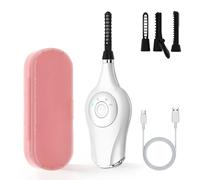 Recourbe-cils chauffant 3 en 1 électrique avec chauffage rapide en 10 secondes et 3 têtes de brosse, 3 modes de chaleur, outils de maquillage avec recharge USB, recourbe-cils naturel en 24 h