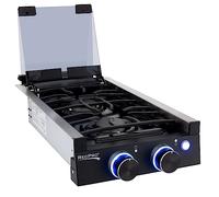 RecPro Table de cuisson à gaz intégrée pour véhicule récréatif | 2 brûleurs ou 3 brûleurs | Cuisinière de table de cuisson pour camping-car | Brûleurs de 6 500 et 8 000 BTU | Housse incluse (noir, 2