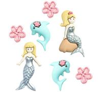 Récréatys 7112 06556 Sachet de Boutons Décors Dauphins et Sirènes Nylon