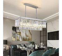 Rectangle Chrome Crystal Chandelier Lighting Modern Living Room Led Chandeliers for The Kitchen Lamp in The Bedroom (Emitting Color : Cool Light (6000K) Lampshade Color : L80cm W25cm) (L120cm W25cm