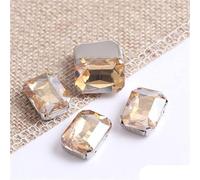 Rectangle forme cristal coudre sur verre strass avec argent griffe verre à coudre sur pierre artisanat pour vêtements accessoires-or champagne,8x10mm 50pcs
