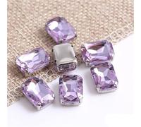 Rectangle forme cristal coudre sur verre strass avec argent griffe verre couture sur pierre artisanat pour vêtements accessoires-violet,6x8mm 50pcs