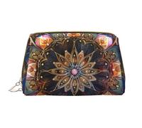Rectangle Mandala Art Imprimé Maquillage Sac Pour Femmes Portable Cuir Maquillage Sac Voyage Zipper Cosmétique Sacs Organisateur, Blanc, Taille unique, Trousse de Maquillage, white-417, One size,