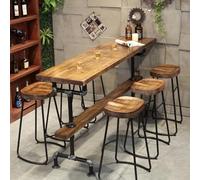 Rectangle Table de bar bois massif longue et étroite moderne plan de travail cuisine table haute industrielle table de comptoir haute table bistrot exterieur piètement en métal Pas de selles(120*40*10
