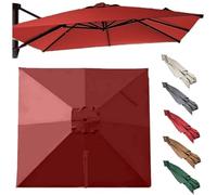 Rectangle Toile De Rechange 3x3.0m 3x4m Parasol Déporté, 8 Baleines Auvent De Rechange Pour Parasol, Housse De Parapluie De Remplacement Extérieur(Red,3x3.0m/9.8x9.8ft)