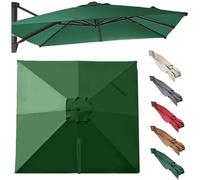 Rectangle Toile De Rechange 3x3.0m 3x4m Parasol Déporté, 8 Baleines Auvent De Rechange Pour Parasol, Housse De Parapluie De Remplacement Extérieur(Green,2.5x2.5m/8x8ft)
