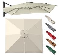 Rectangle Toile De Rechange 3x3.0m 3x4m Parasol Déporté, 8 Baleines Auvent De Rechange Pour Parasol, Housse De Parapluie De Remplacement Extérieur(Beige,2.5x2.5m/8x8ft)