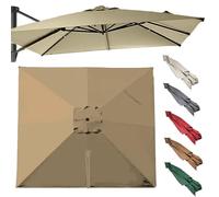 Rectangle Toile De Rechange 3x3.0m 3x4m Parasol Déporté, 8 Baleines Auvent De Rechange Pour Parasol, Housse De Parapluie De Remplacement Extérieur(Khaki,3x3.0m/9.8x9.8ft)