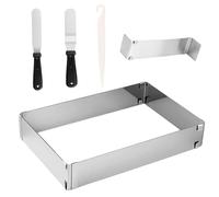 Rectangulaire Ajustable Cadre à Pâtisserie,2 Spatule en acier Inoxydable,1 Moule à Pâtisserie Réutilisable de 5 cm/1,9in de Hauteur en Acier Inoxydable avec Séparateur,pour Dessert, Gâteau