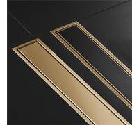 Rectangulaire Drain de Douche linéaire Siphon de Sol INOX Grille de déchets de Plancher de Drain de Plancher de Douche avec Filtre Amovible, pour Toilette de Cuisine(Size:10x50cm,Color:Or)